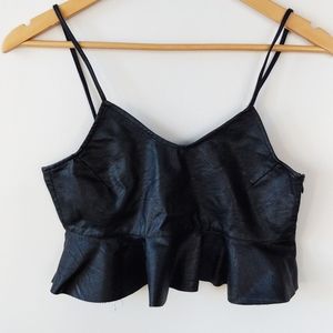 Zara Faux Leather Peplum Top